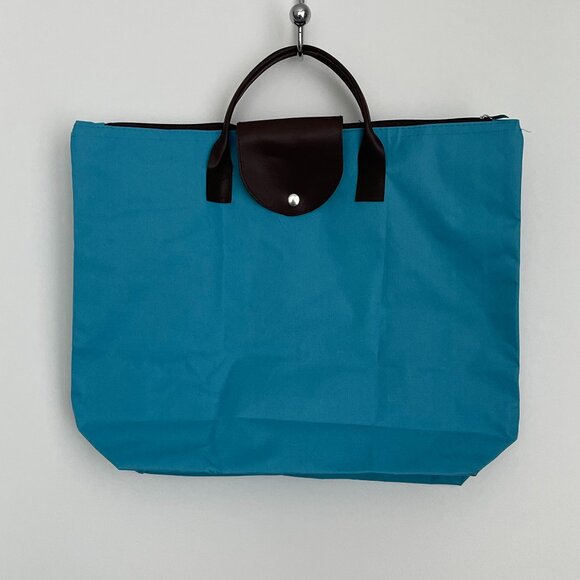 NWOT Fold Up Travel Shopping Tote Blue - Picture 3 of 6